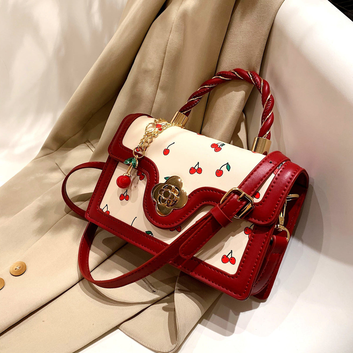 Cherry Picnic Crossbody – Colorblock Mini Bag
