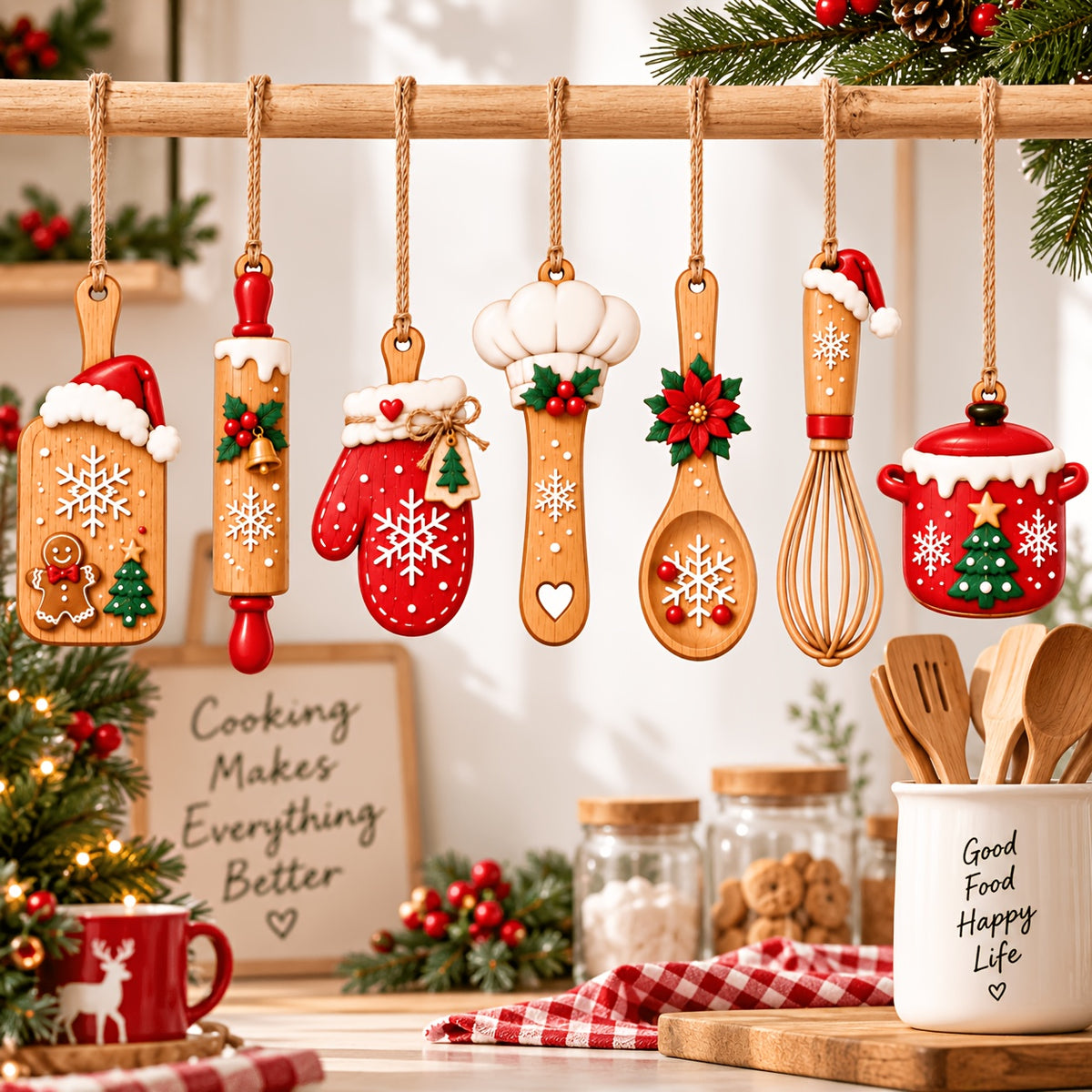 Holiday Kitchen Cheer – 7-Piece Christmas Ornament Set